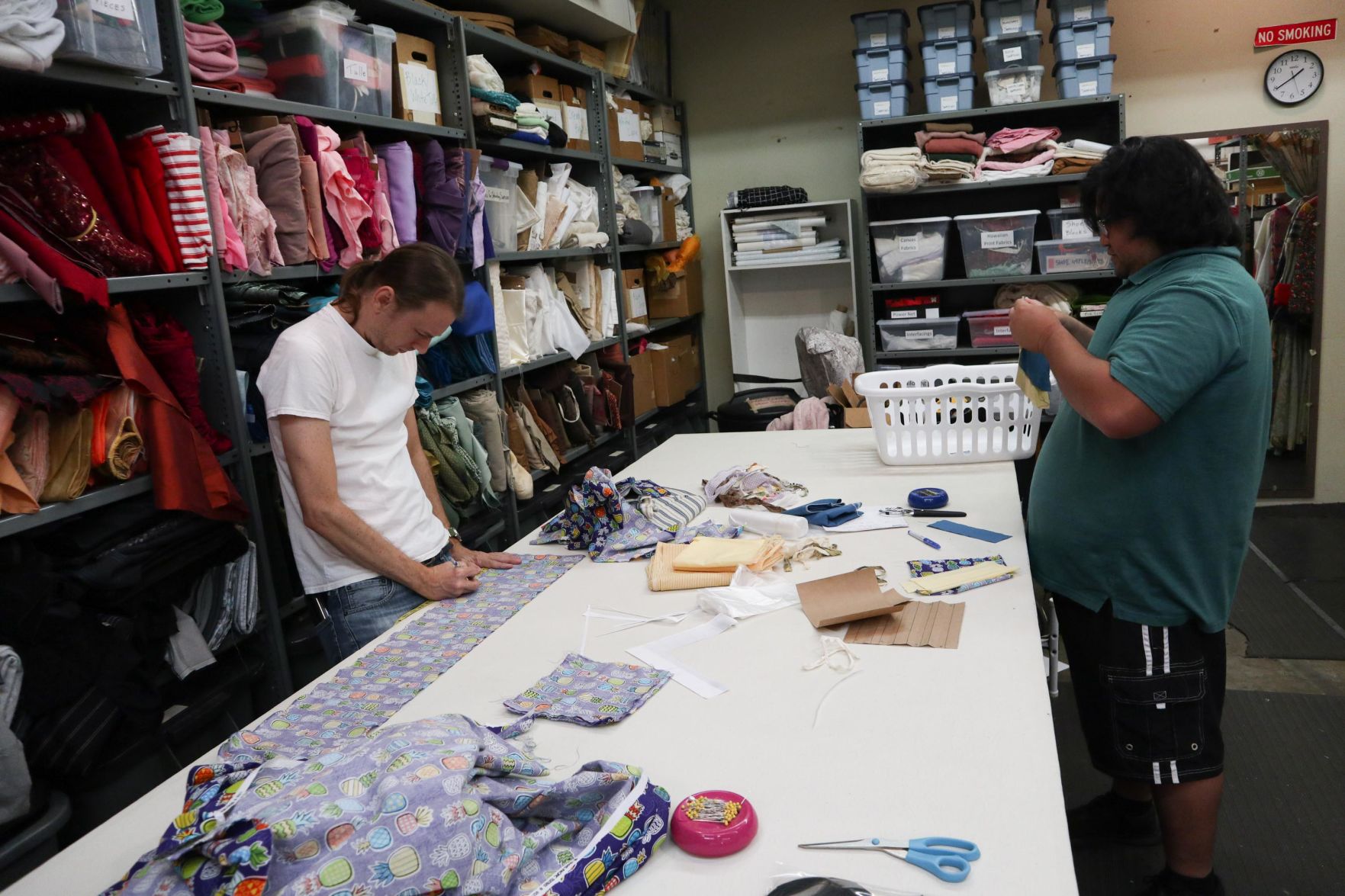 Kennedy Theatre students making masks